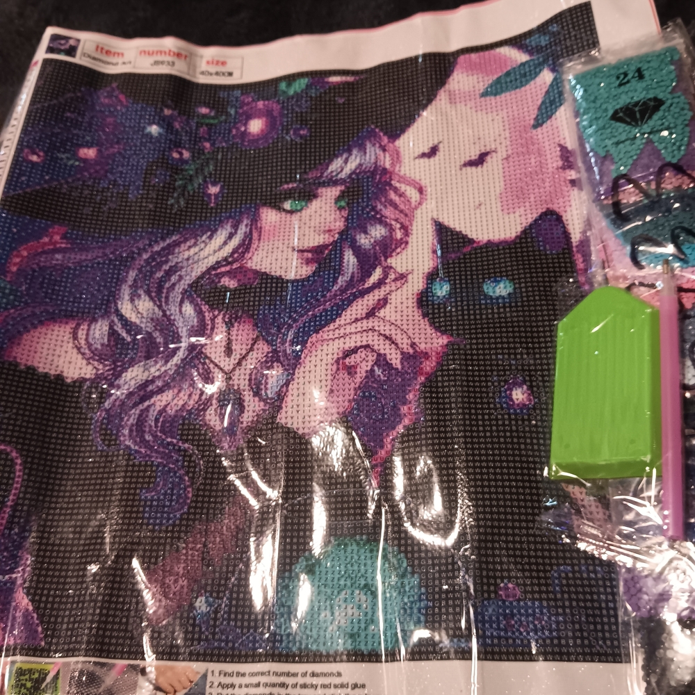 Mystical Witch And Black Cat Diamond Painting Kit 40x40